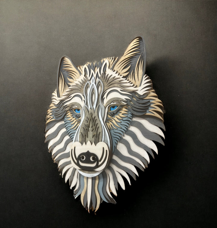 Wall Decoration Wolf Mandala 3D Art Multilayer Wood