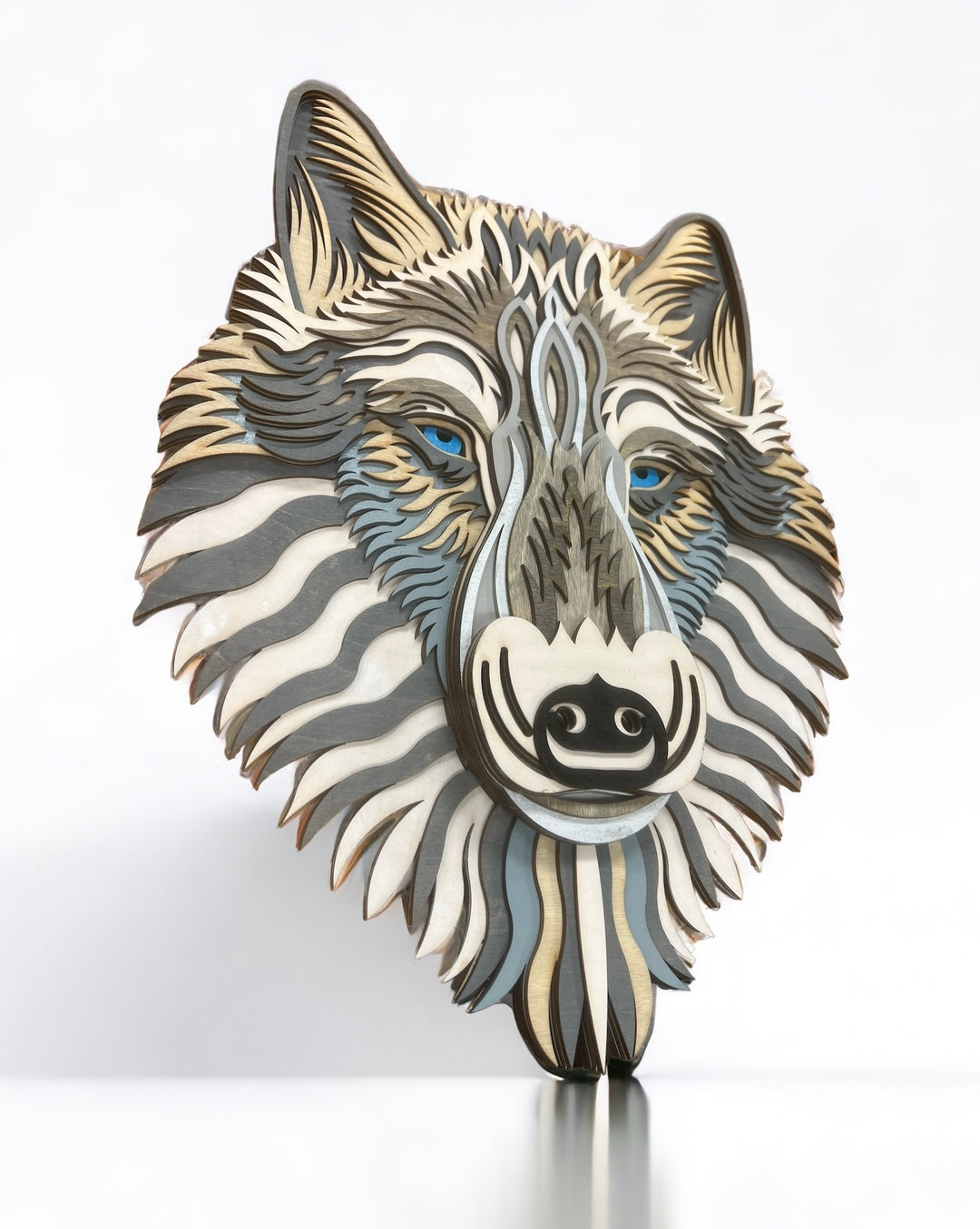 Wall Decoration Wolf Mandala 3D Art Multilayer Wood