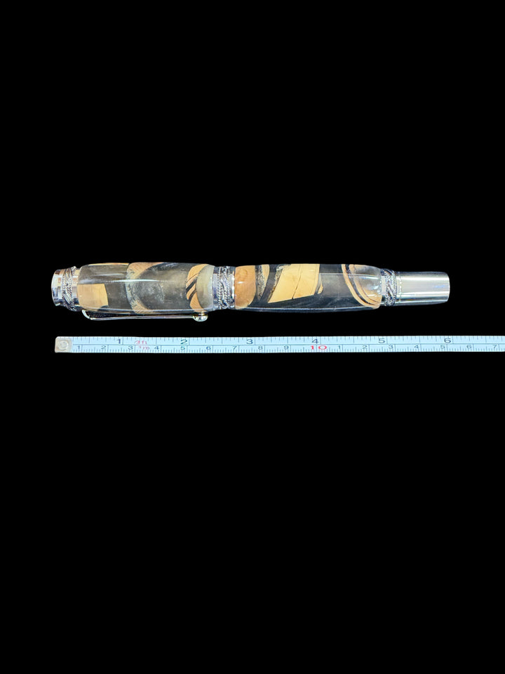 Rollerball Mammoth Bone snd Resin Pen with Gunmetal Hardware