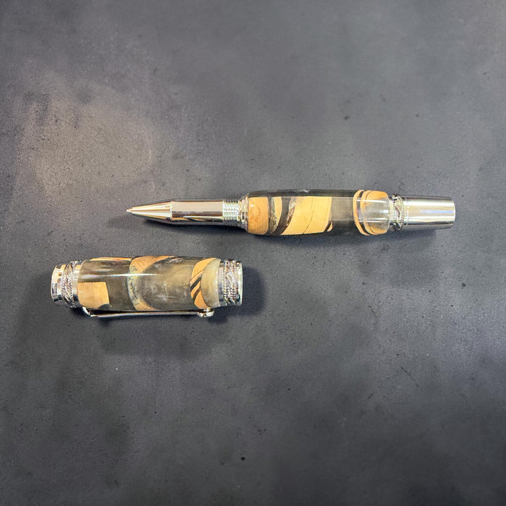 Rollerball Mammoth Bone snd Resin Pen with Gunmetal Hardware