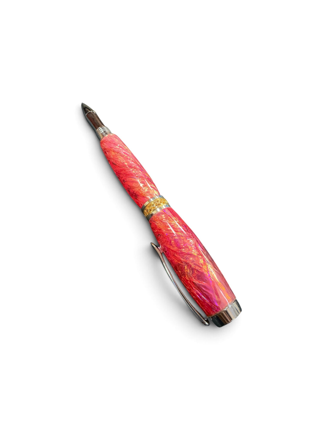 Rollerball Opal Fire Resin Pen with Gold and Silver Hardware