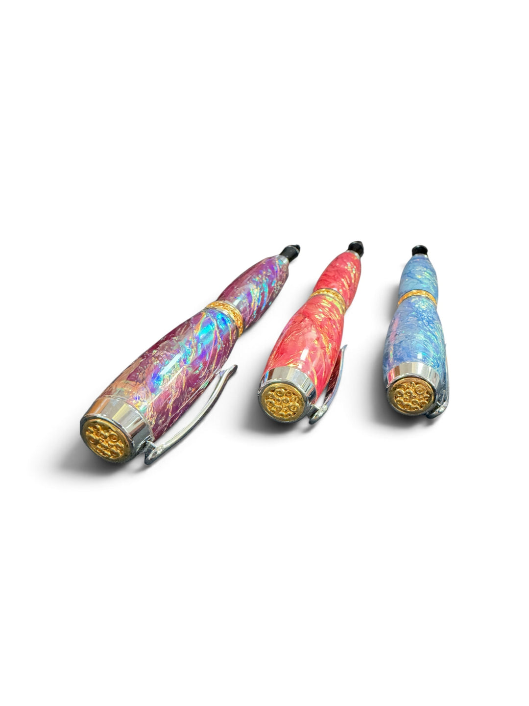 Rollerball Opal Fire Resin Pen with Gold and Silver Hardware