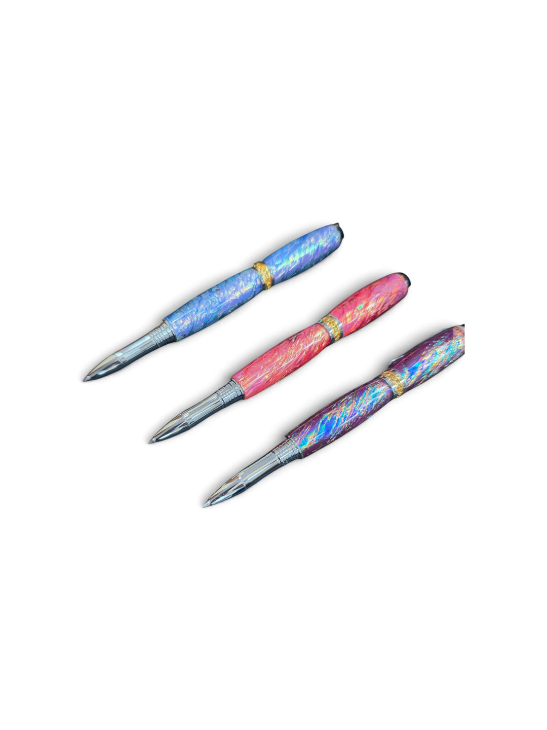 Rollerball Opal Fire Resin Pen with Gold and Silver Hardware