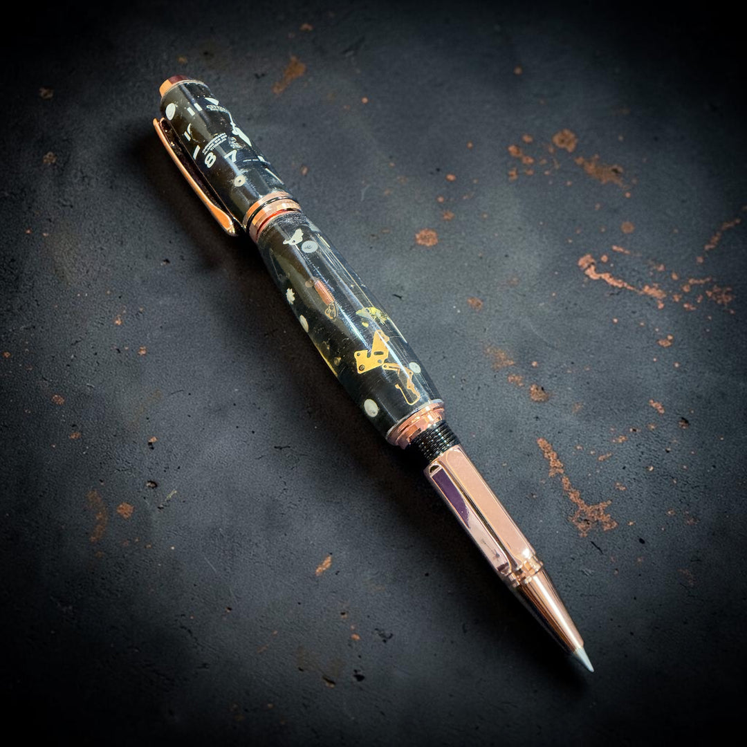Rollerball Watch Parts Resin Pen with Rose Gold Hardware