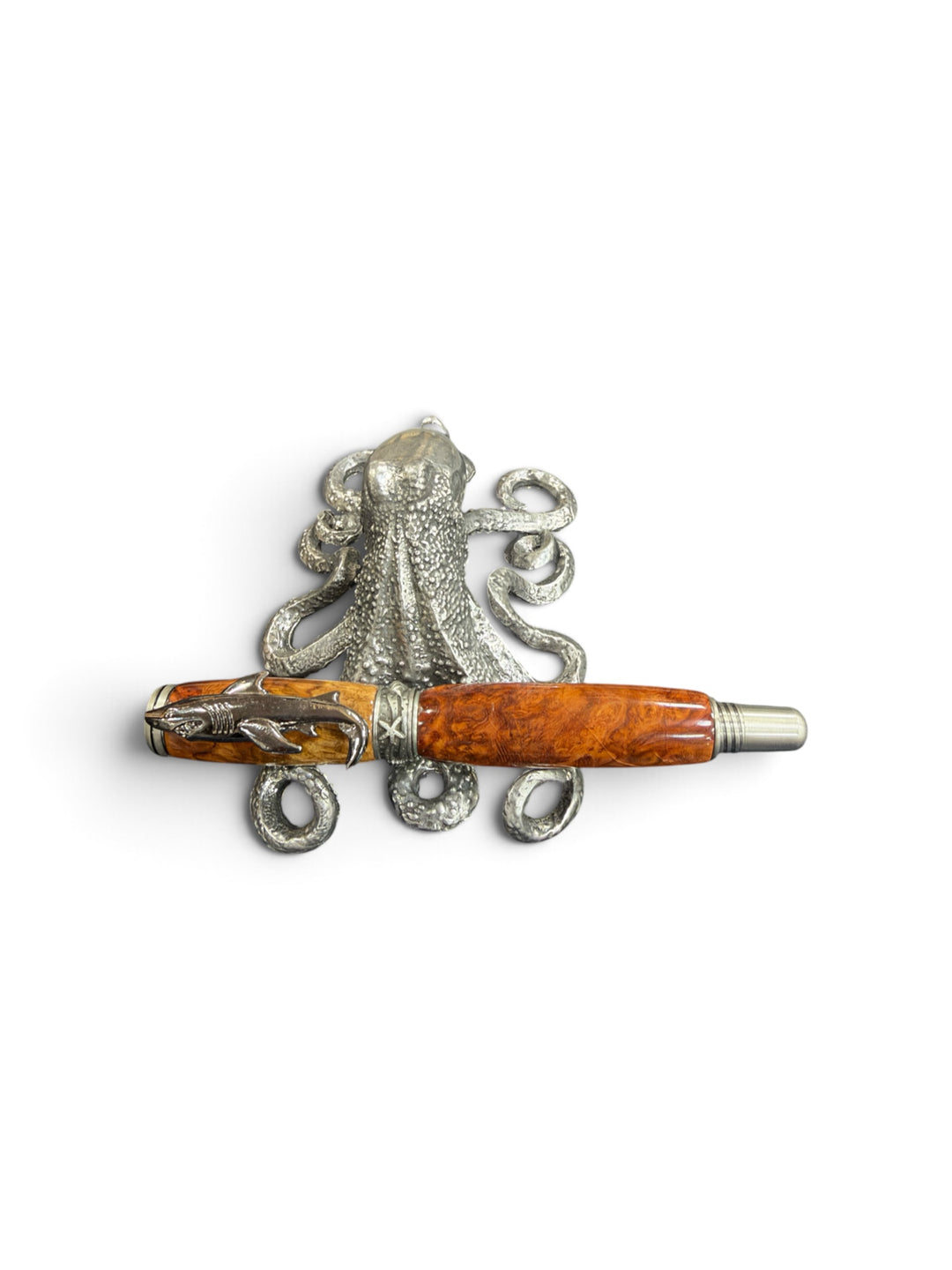 Rollerball Shark Pen Burl with Brushed Nickel Hardware