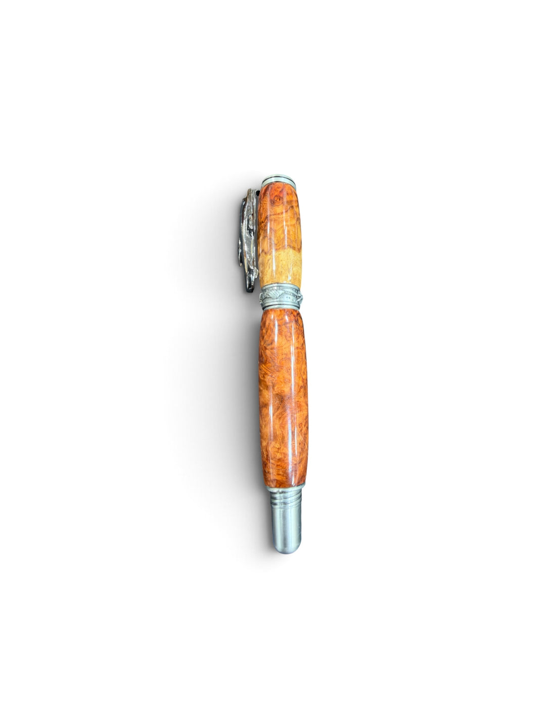 Rollerball Shark Pen Burl with Brushed Nickel Hardware