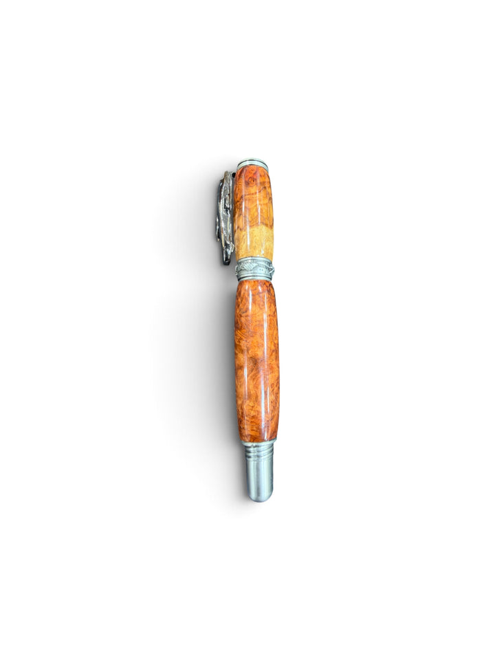 Rollerball Shark Pen Burl with Brushed Nickel Hardware