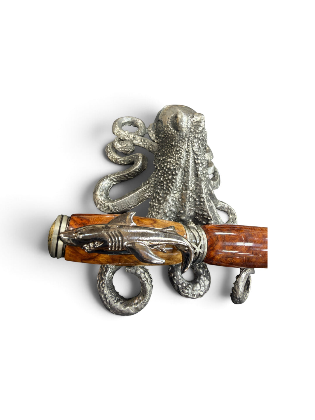 Rollerball Shark Pen Burl with Brushed Nickel Hardware