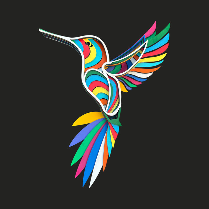 Wall Decoration Hummingbird Wood Layer Art Mandala 3D Art Multilayer