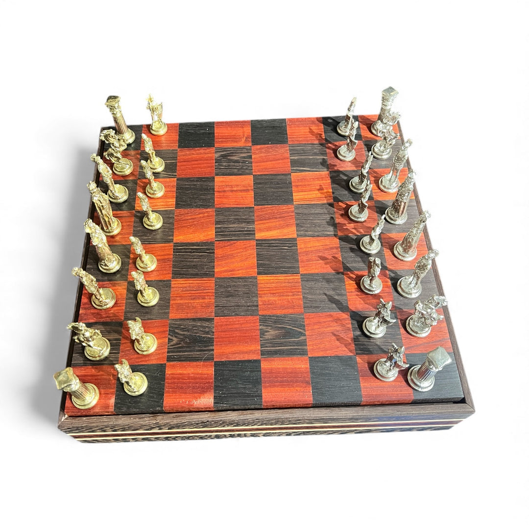 Chess Set Handmade British Theme Chess Box Set Exotic Woods w/ Chessmen Included
