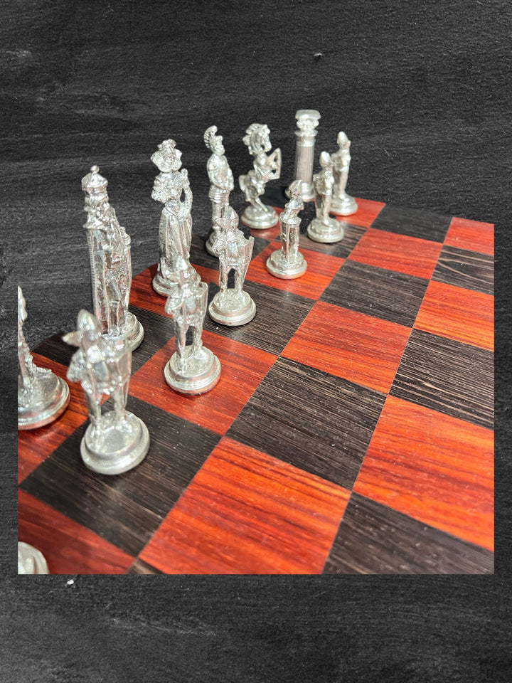 Chess Set Handmade British Theme Chess Box Set Exotic Woods w/ Chessmen Included