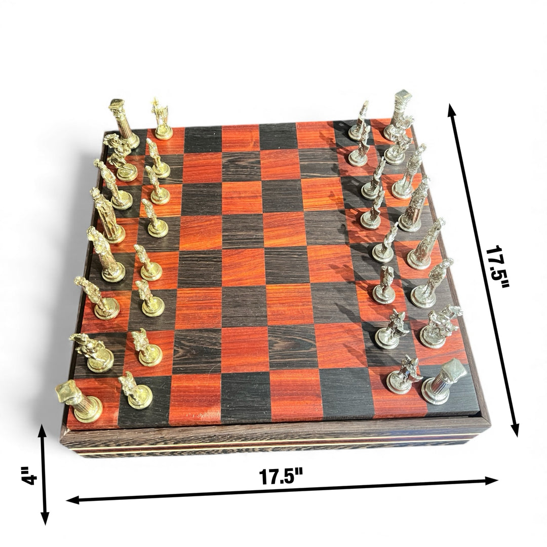 Chess Set Handmade British Theme Chess Box Set Exotic Woods w/ Chessmen Included