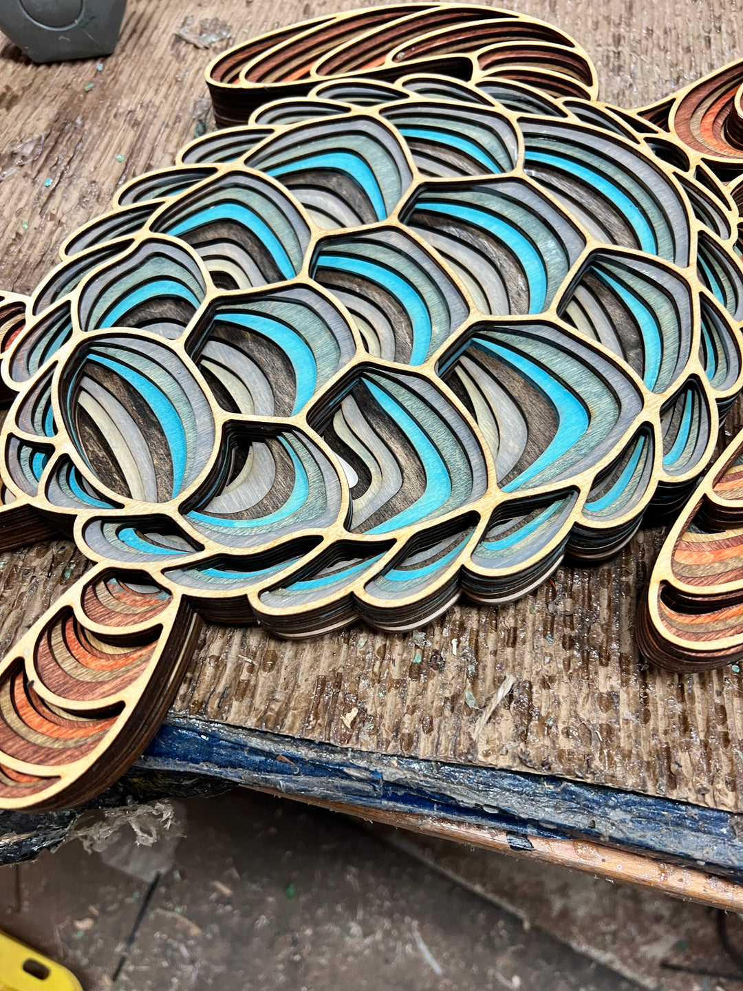 Wall Decoration Sea Turtle Layer Wood Art Mandala 3D Art Multilayer Art