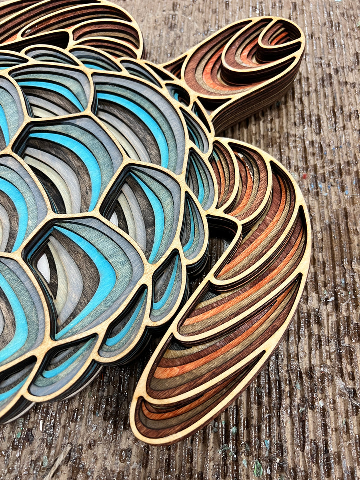 Wall Decoration Sea Turtle Layer Wood Art Mandala 3D Art Multilayer Art