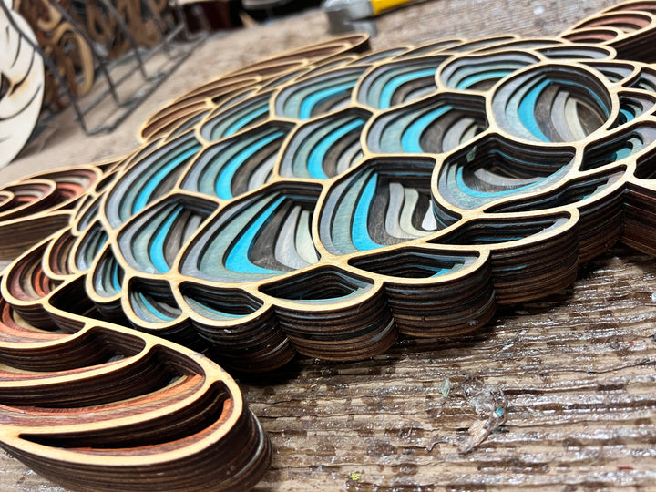 Wall Decoration Sea Turtle Layer Wood Art Mandala 3D Art Multilayer Art