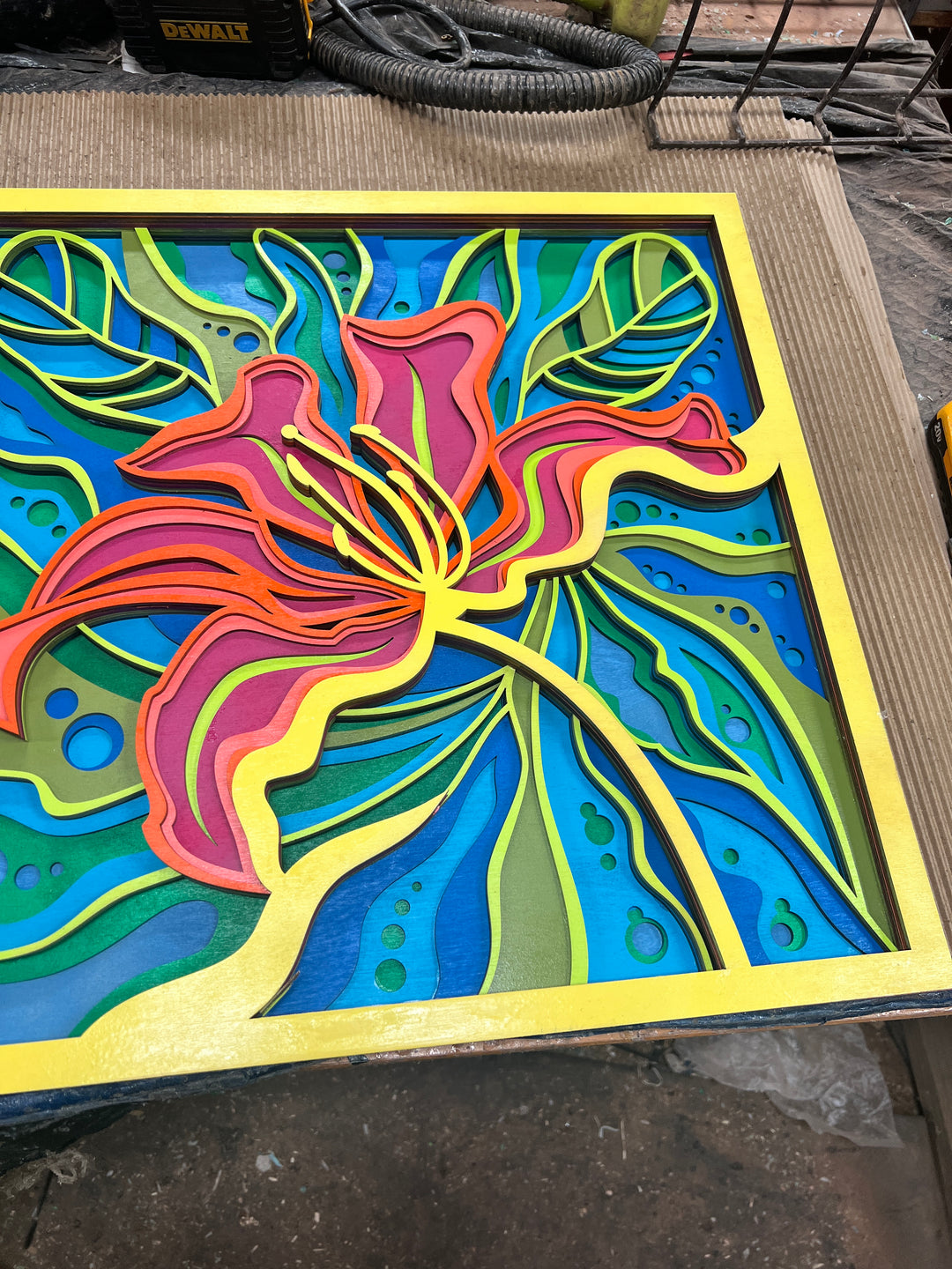 Wall Decoration Flower Exotic Tropical Layer Wood Art Mandala 3D Art 2436