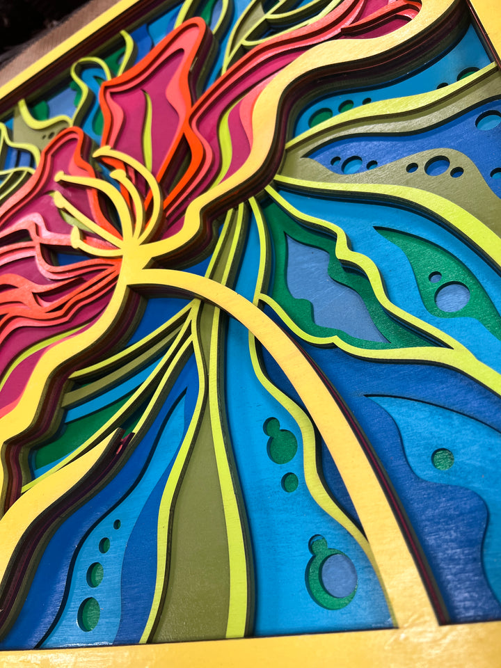 Wall Decoration Flower Exotic Tropical Layer Wood Art Mandala 3D Art 2436