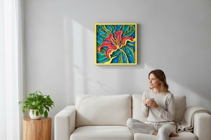 Wall Decoration Flower Exotic Tropical Layer Wood Art Mandala 3D Art 2436