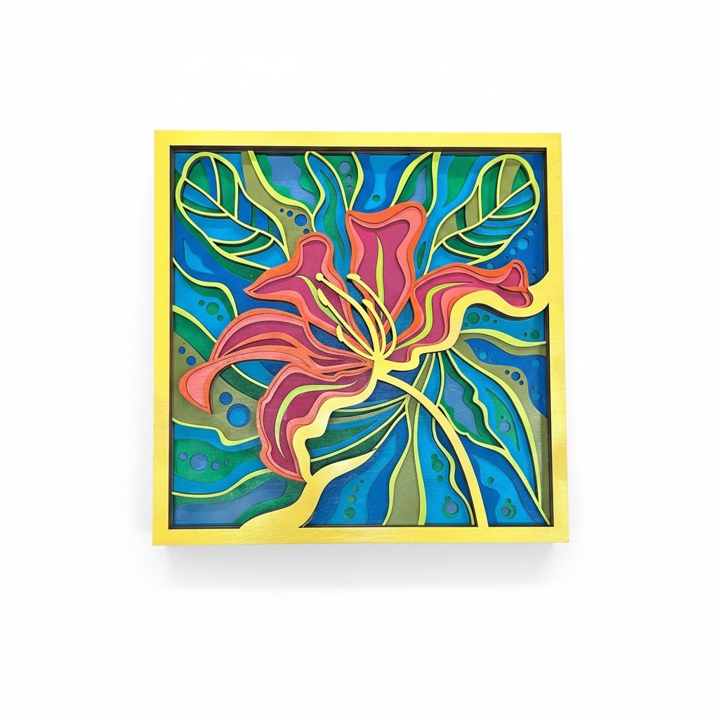 Wall Decoration Flower Exotic Tropical Layer Wood Art Mandala 3D Art 2436