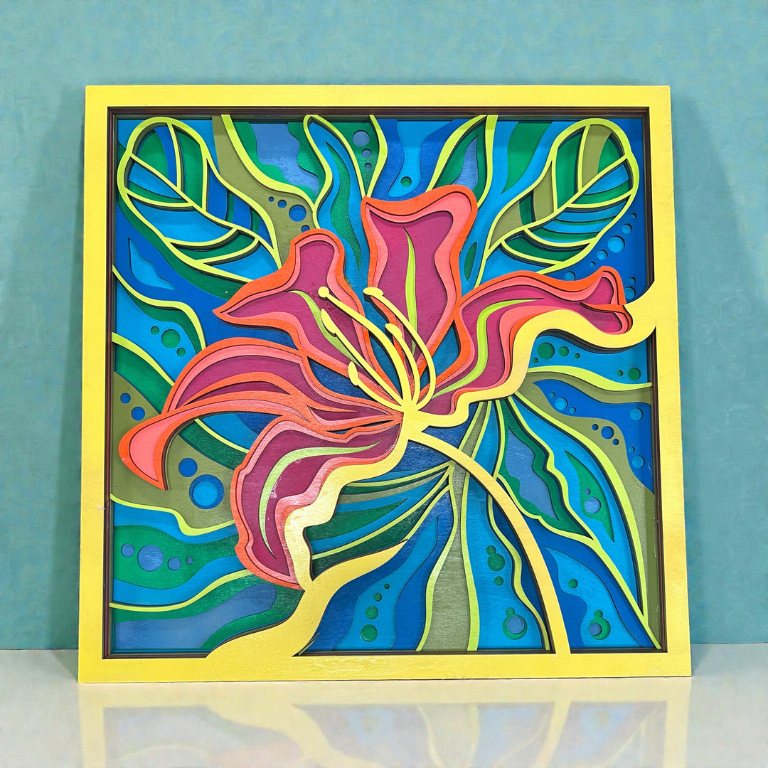 Wall Decoration Flower Exotic Tropical Layer Wood Art Mandala 3D Art 2436