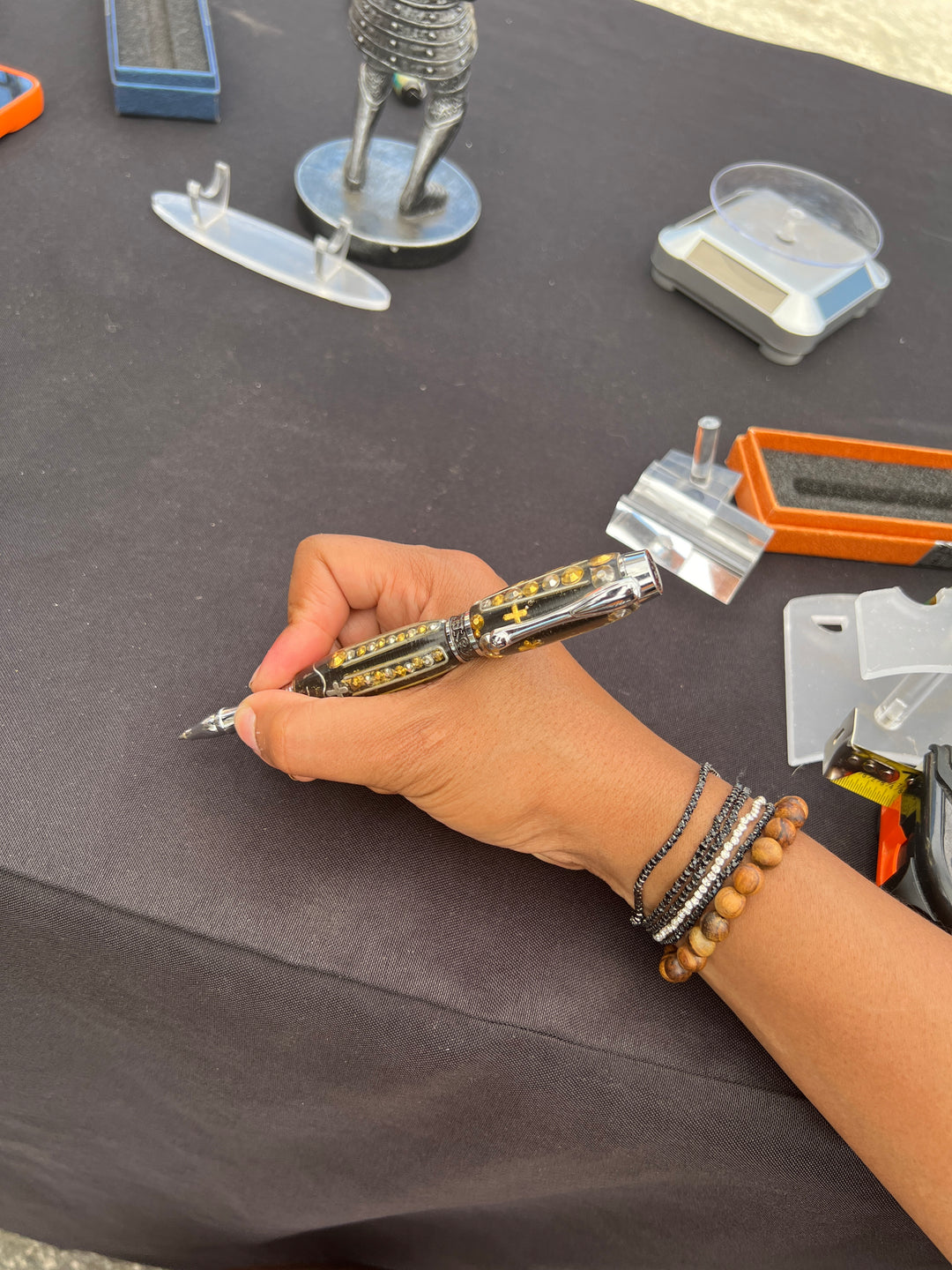 Pen Acrylic Black Watch Religious Inspired with Screw on Top Ballpoint with Silver Hardware