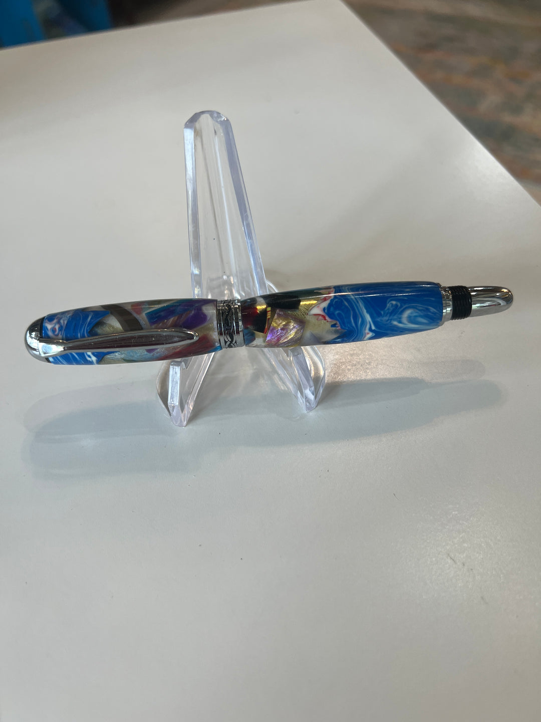 Pen Fountain Colorful Acrylic with Silver Hardware