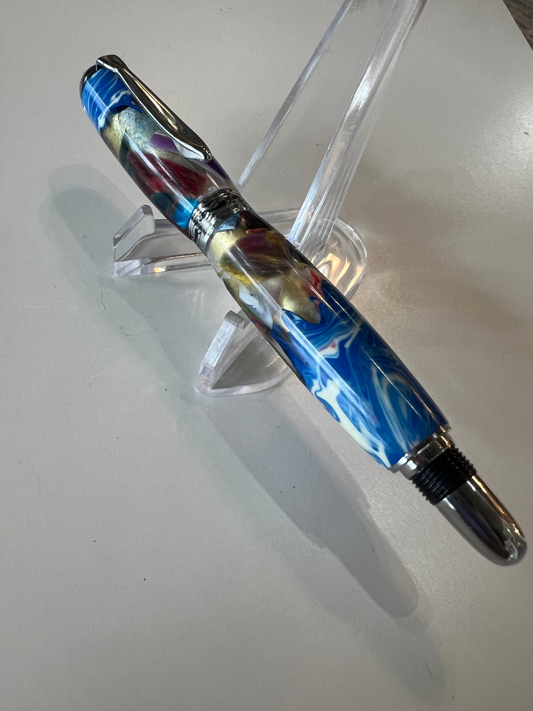 Pen Fountain Colorful Acrylic with Silver Hardware