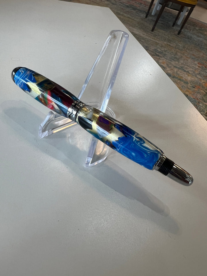 Pen Fountain Colorful Acrylic with Silver Hardware