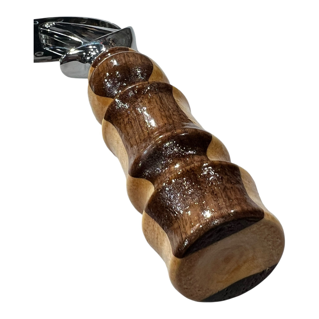 Pizza Cutter Walnut and Maple Hardwood Handle with Stainless Steel Rotary Blade 8002