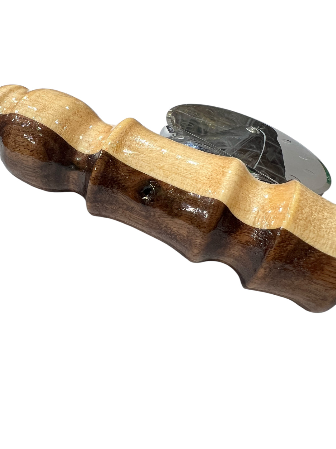 Pizza Cutter Walnut and Maple Hardwood Handle with Stainless Steel Rotary Blade 8002