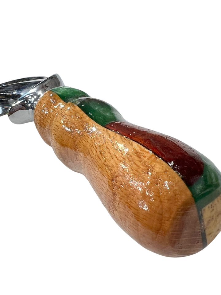 Pizza Cutter Acrylic and Multiple Hardwoods Handle with Stainless Steel Rotary Blade 8003