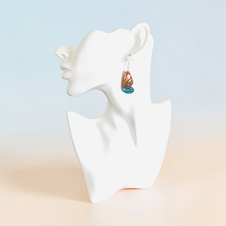 Earrings Wood Butterfly Wing Colorful Dangle Drop Ear Hook