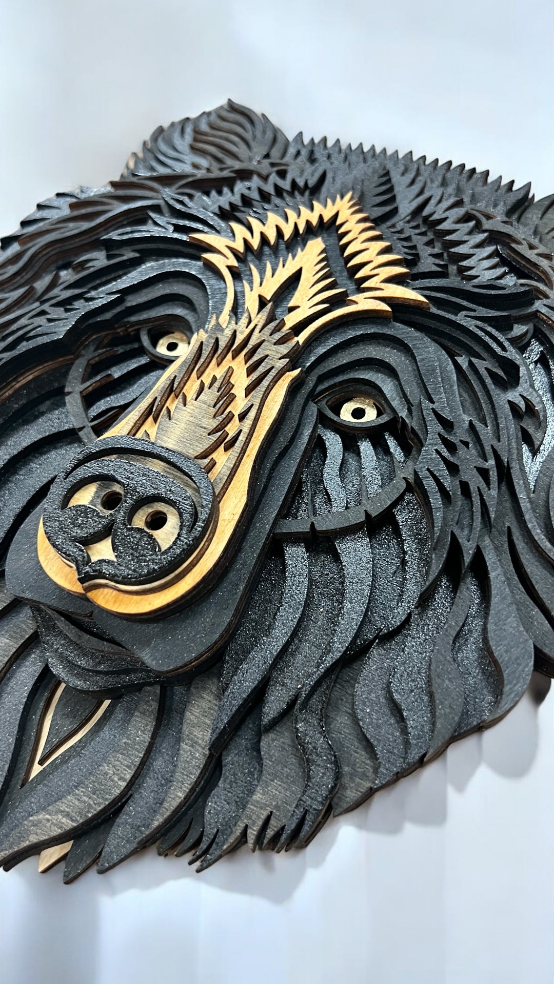 Wall Decoration Bear Head Multilayer Mandala 3D Wood Art