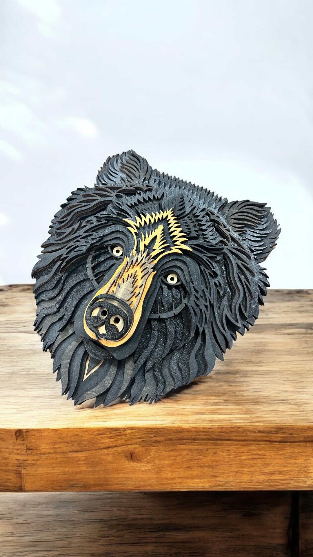 Wall Decoration Bear Head Multilayer Mandala 3D Wood Art