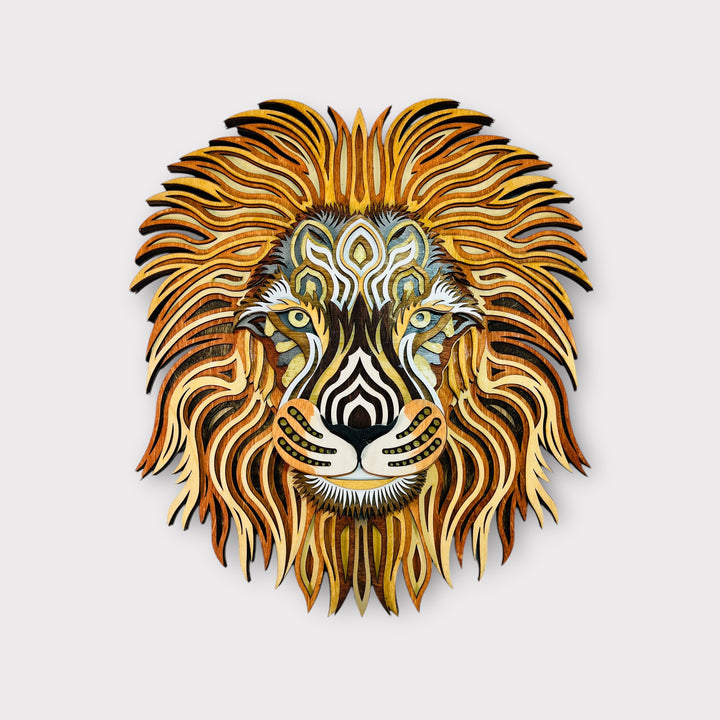 Wall Decoration Lion Head Layered Wood Art Mandala 3D Art