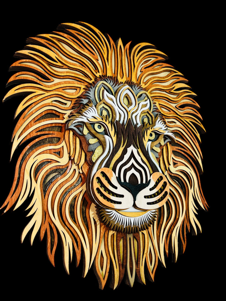 Wall Decoration Lion Head Layered Wood Art Mandala 3D Art