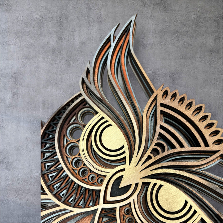 Wall Decoration Owl Layer Wood Art Mandala 3D Art Multilayer
