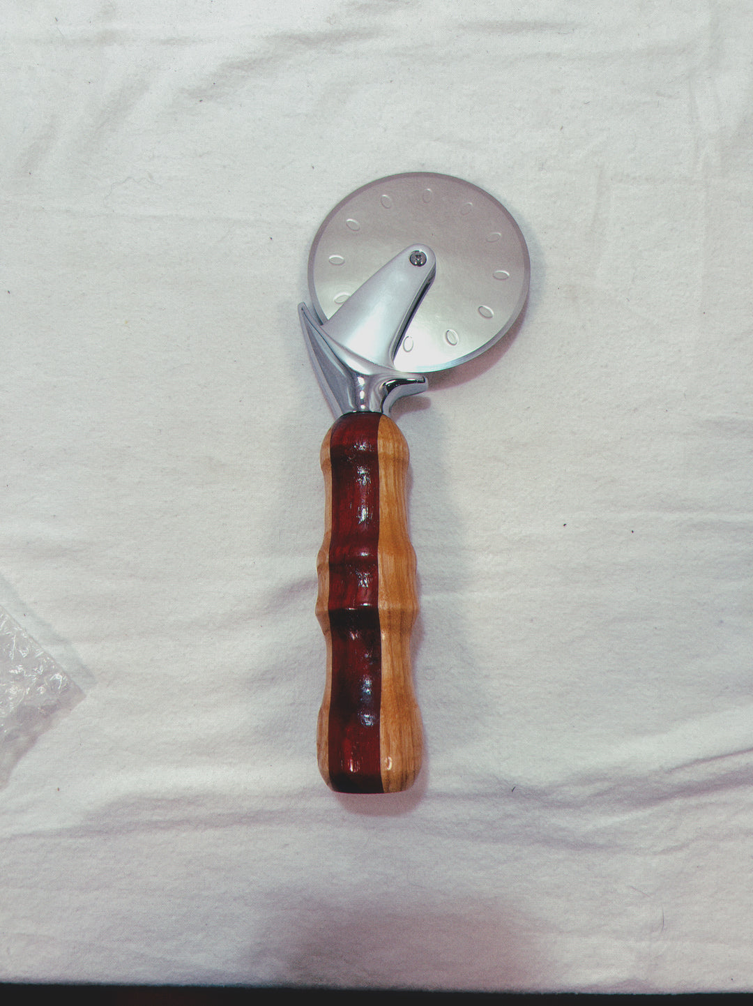 Pizza Cutter Multiple Hardwoods Handle with Stainless Steel Rotary Blade 9952