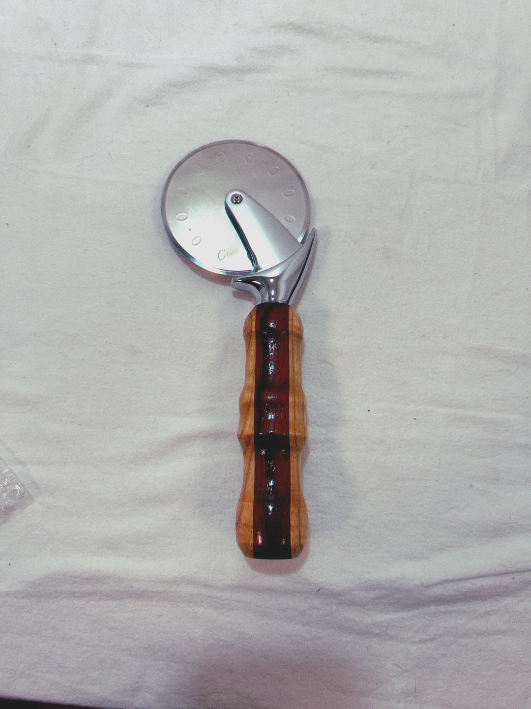 Pizza Cutter Multiple Hardwoods Handle with Stainless Steel Rotary Blade 9952