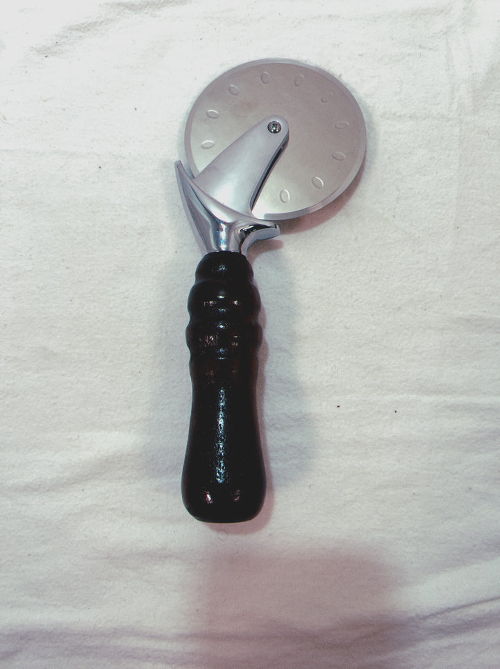 Pizza Cutter Walnut Hardwood Handle with Stainless Steel Rotary Blade 9955