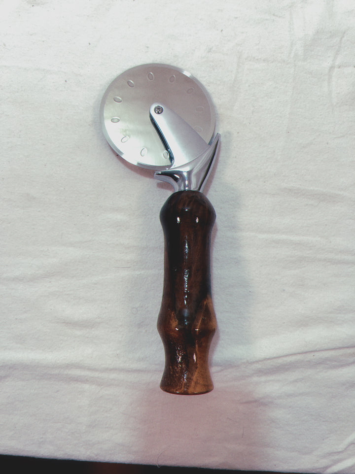 Pizza Cutter Walnut Hardwood Handle with Stainless Steel Rotary Blade 9955