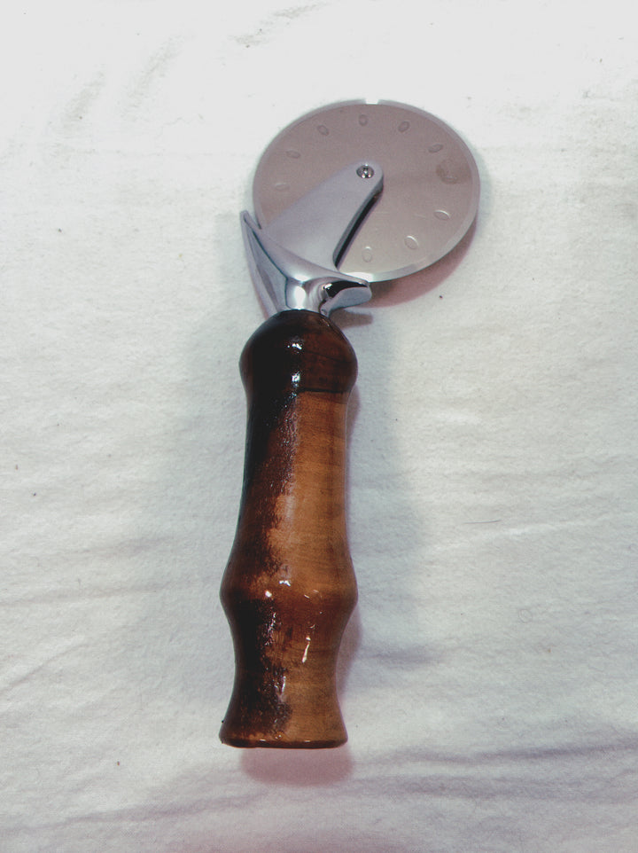 Pizza Cutter Walnut Hardwood Handle with Stainless Steel Rotary Blade 9955