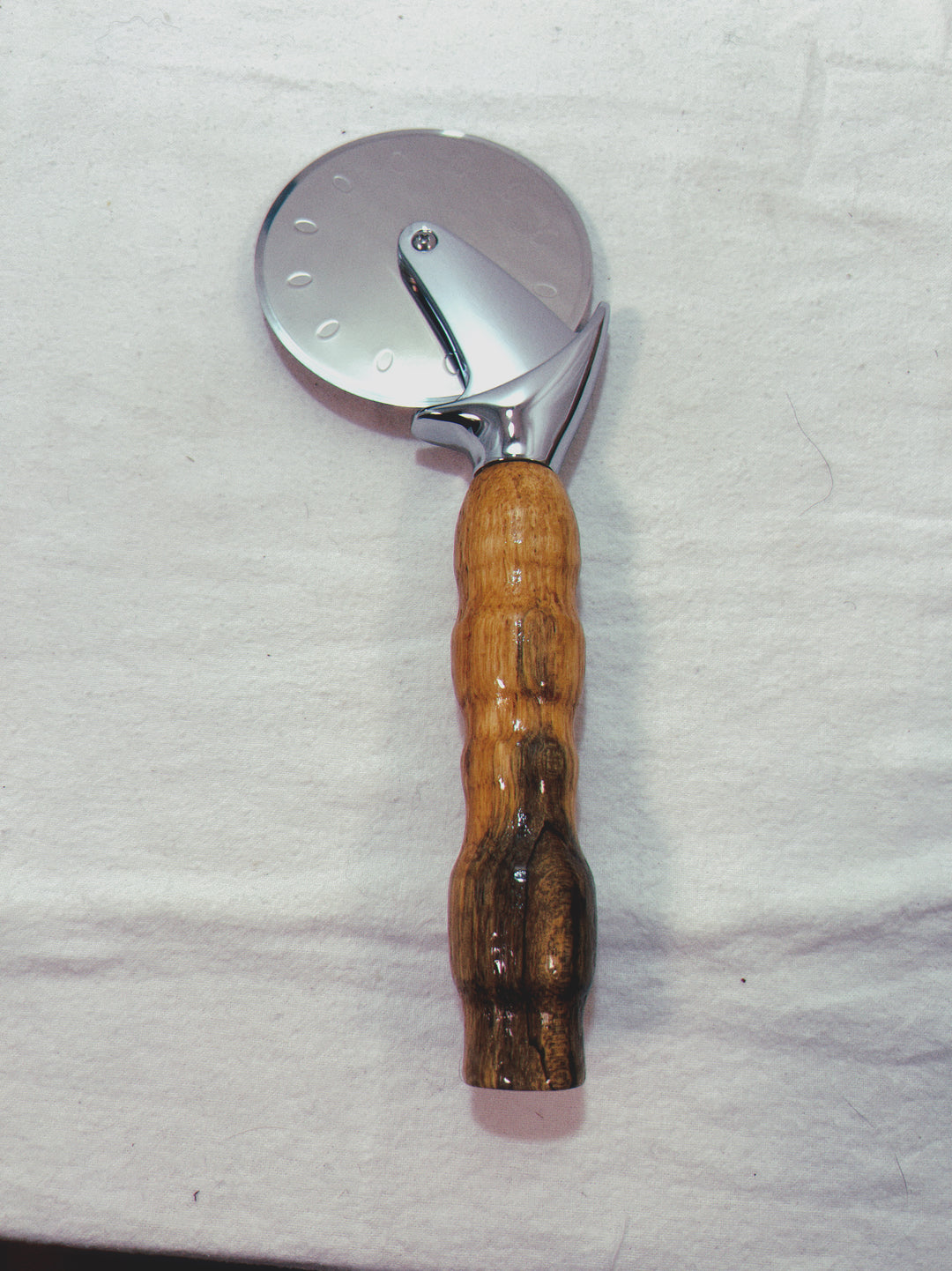 Pizza Cutter Spalted Pecan Hardwood Handle with Stainless Steel Rotary Blade 9964