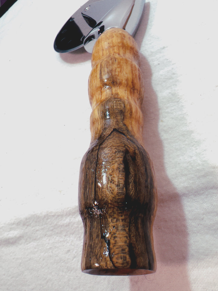 Pizza Cutter Spalted Pecan Hardwood Handle with Stainless Steel Rotary Blade 9964