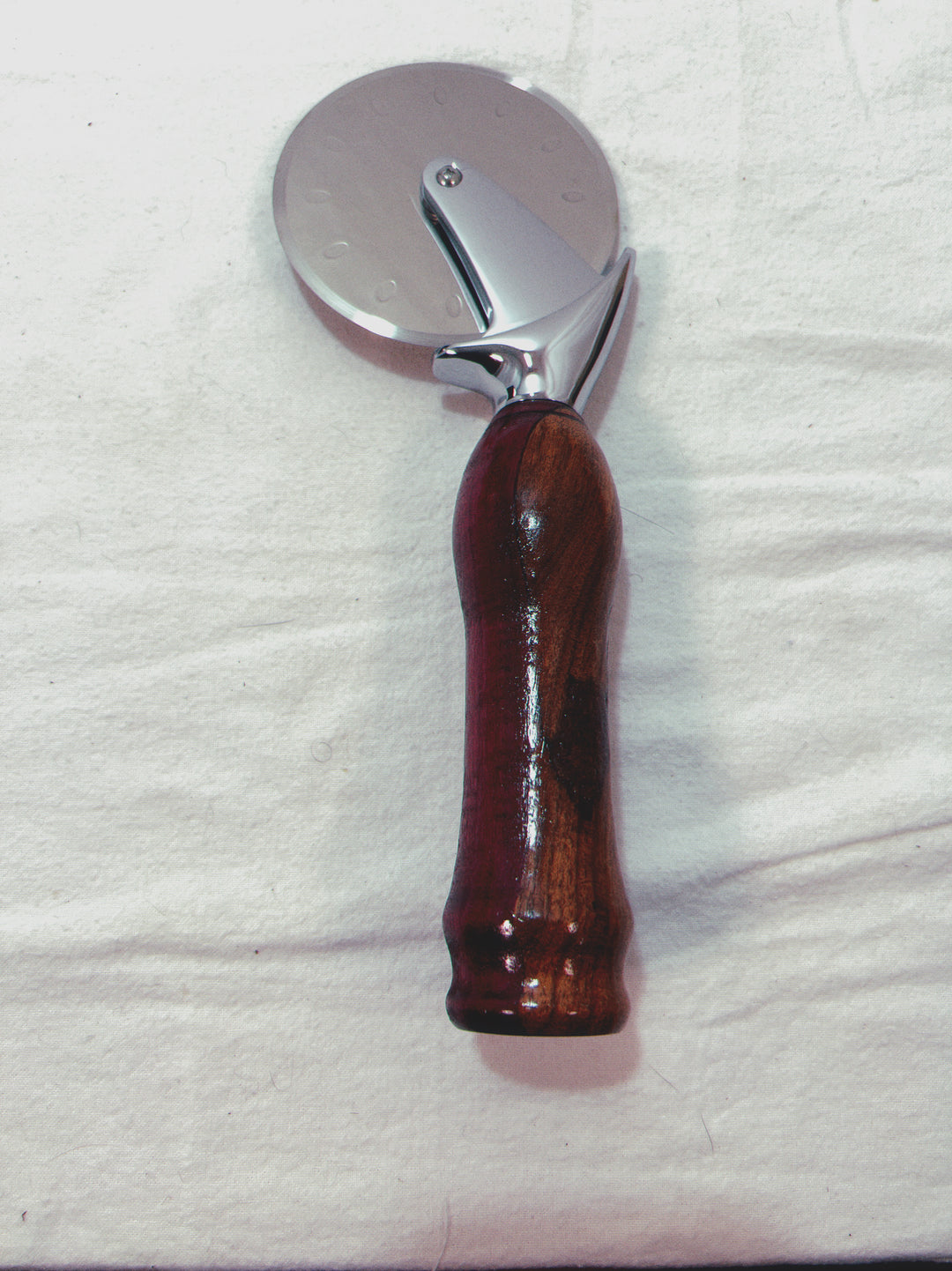 Pizza Cutter Multiple Hardwoods Handle with Stainless Steel Rotary Blade 9964