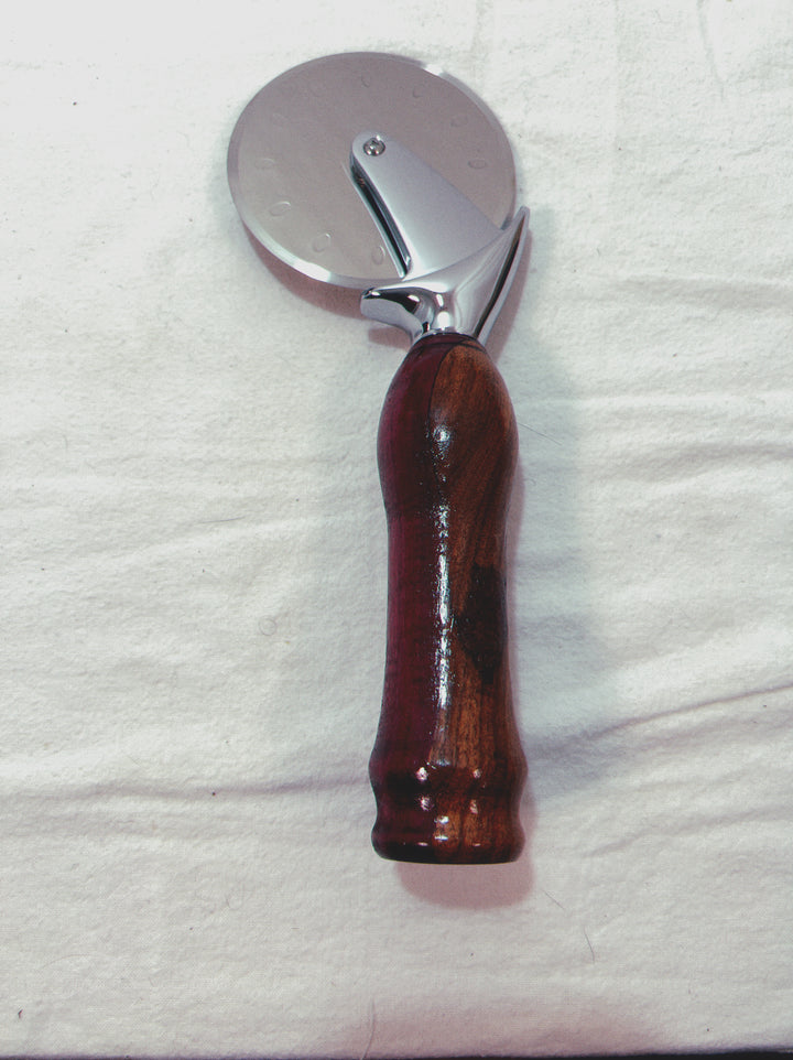 Pizza Cutter Multiple Hardwoods Handle with Stainless Steel Rotary Blade 9964