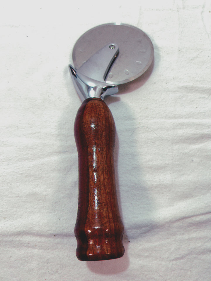 Pizza Cutter Multiple Hardwoods Handle with Stainless Steel Rotary Blade 9964