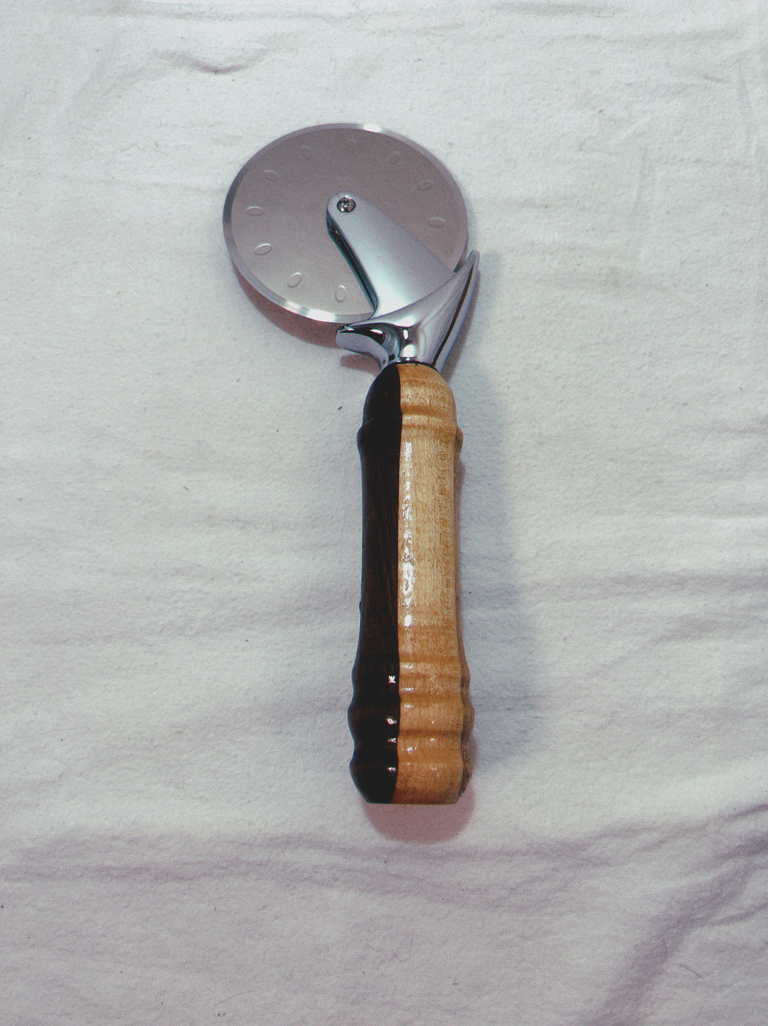 Pizza Cutter Multiple Hardwoods Handle with Stainless Steel Rotary Blade 9971