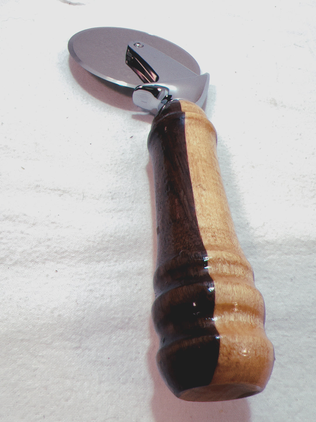 Pizza Cutter Multiple Hardwoods Handle with Stainless Steel Rotary Blade 9971
