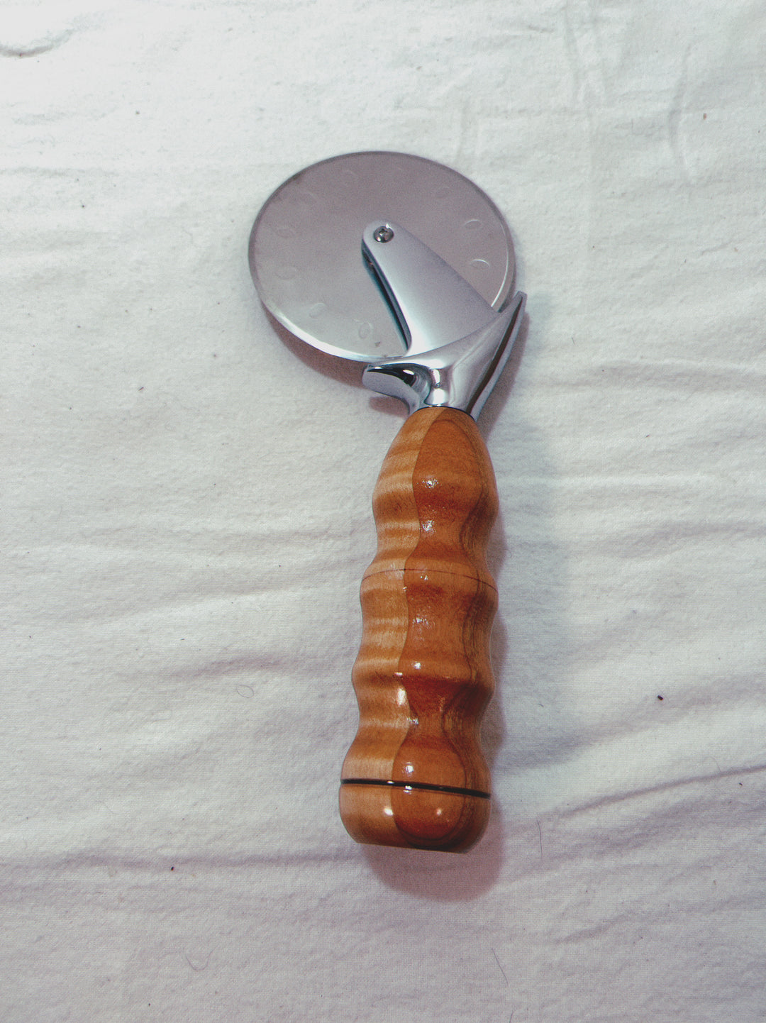 Pizza Cutter Multiple Hardwoods Handle with Stainless Steel Rotary Blade 9984
